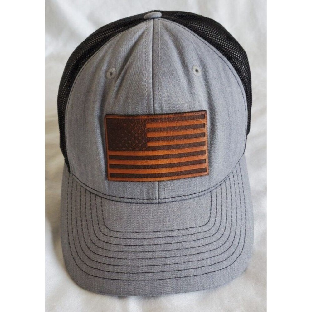American Flag 6 Panel Cap Snapback Trucker Mesh Hat Richardson 112 Leather Patch